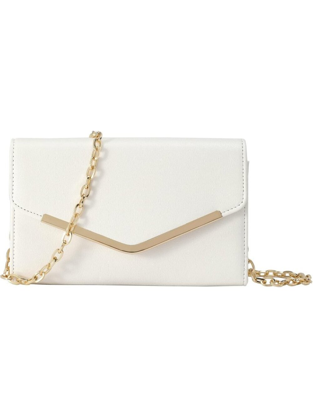 Women's White Clutch Purse Envelope Handbag Detachable Chain for Evening Bag
